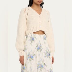 NEW LOVESHACKFANCY Marshe Crop Cardigan in Antique White XS